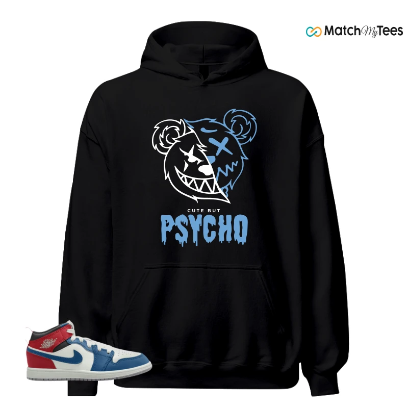 NIKE JORDAN 1 MID TRUE BLUE VARSITY RED (PS) SNEAKER Matching Tees hoodie