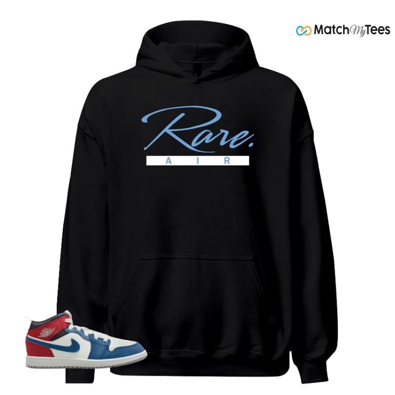 NIKE JORDAN 1 MID TRUE BLUE VARSITY RED (PS) SNEAKER Matching Tees hoodie