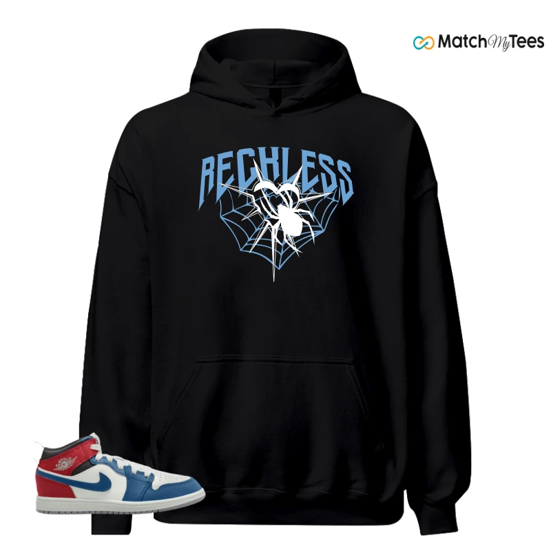 NIKE JORDAN 1 MID TRUE BLUE VARSITY RED (PS) SNEAKER Matching Tees hoodie