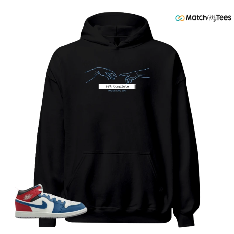 NIKE JORDAN 1 MID TRUE BLUE VARSITY RED (PS) SNEAKER Matching Tees hoodie