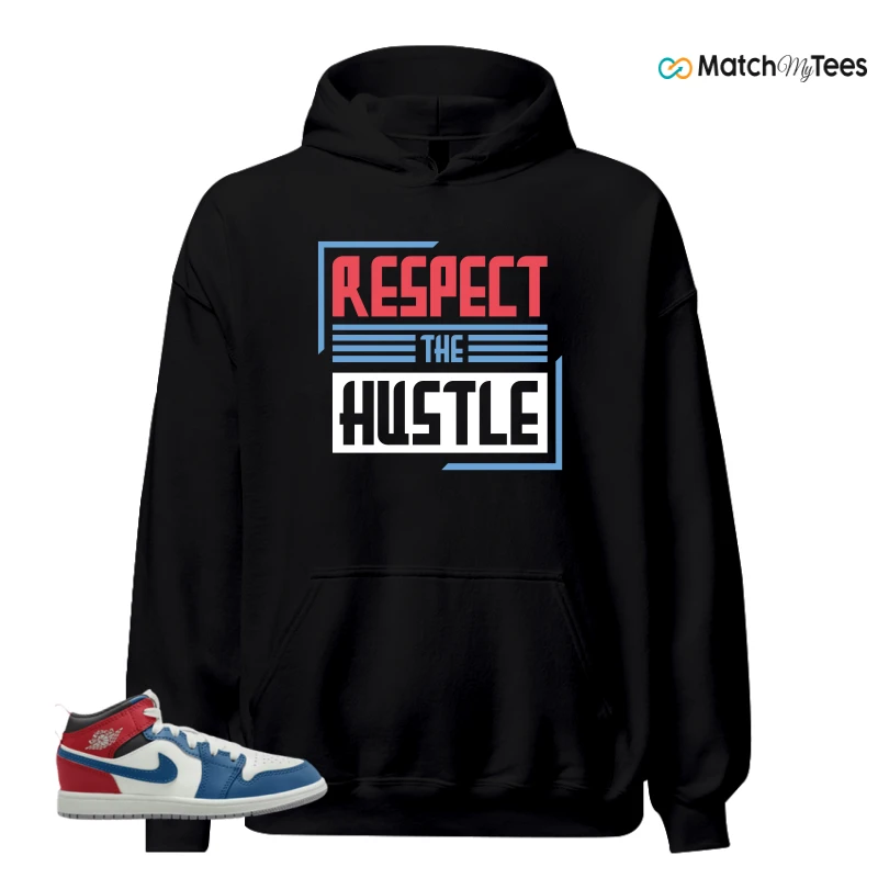 NIKE JORDAN 1 MID TRUE BLUE VARSITY RED (PS) SNEAKER Matching Tees hoodie
