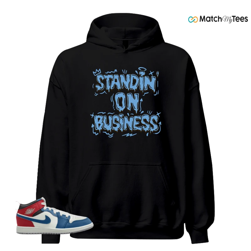 NIKE JORDAN 1 MID TRUE BLUE VARSITY RED (PS) SNEAKER Matching Tees hoodie