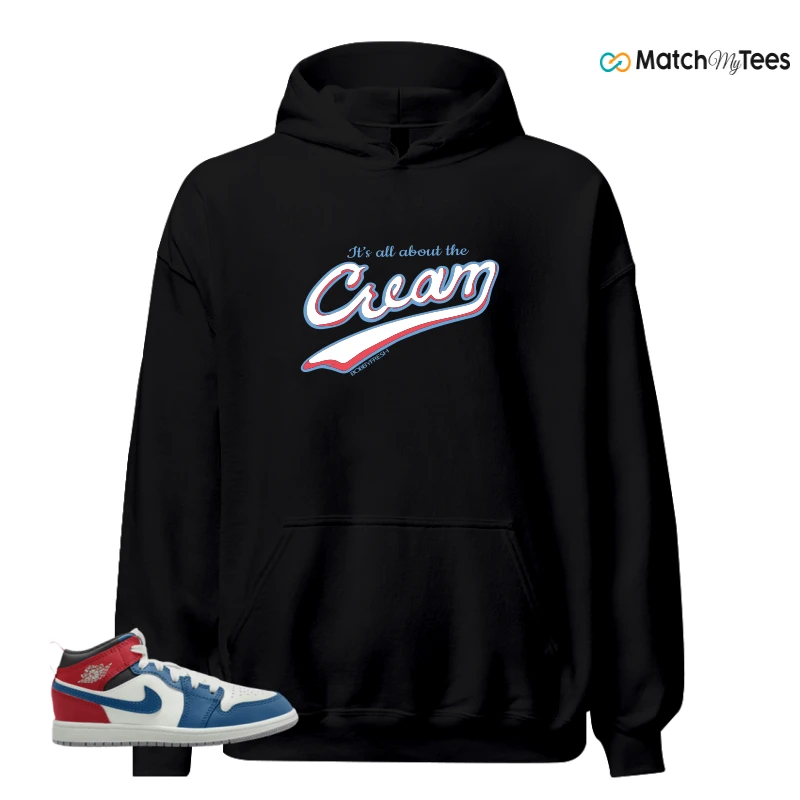 NIKE JORDAN 1 MID TRUE BLUE VARSITY RED (PS) SNEAKER Matching Tees hoodie