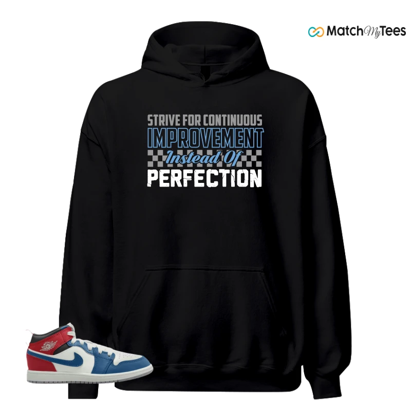 NIKE JORDAN 1 MID TRUE BLUE VARSITY RED (PS) SNEAKER Matching Tees hoodie