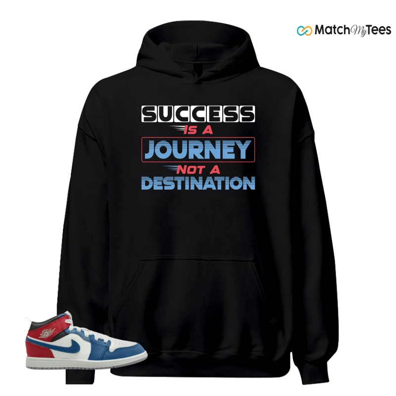 NIKE JORDAN 1 MID TRUE BLUE VARSITY RED (PS) SNEAKER Matching Tees hoodie