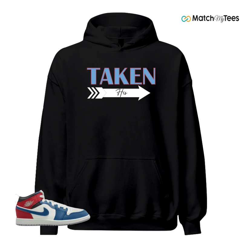 NIKE JORDAN 1 MID TRUE BLUE VARSITY RED (PS) SNEAKER Matching Tees hoodie