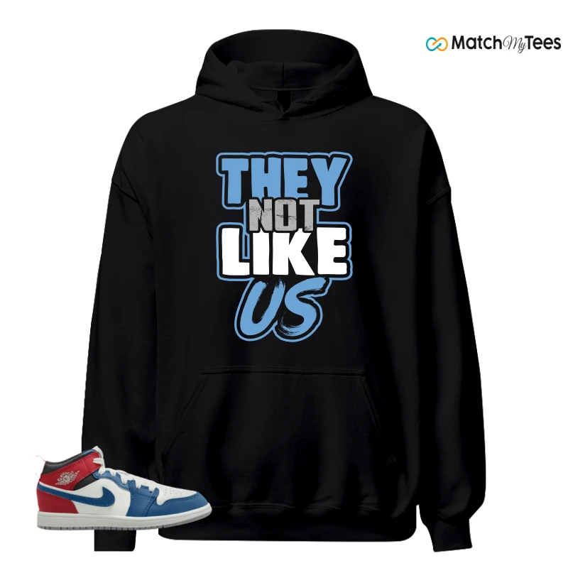 NIKE JORDAN 1 MID TRUE BLUE VARSITY RED (PS) SNEAKER Matching Tees hoodie