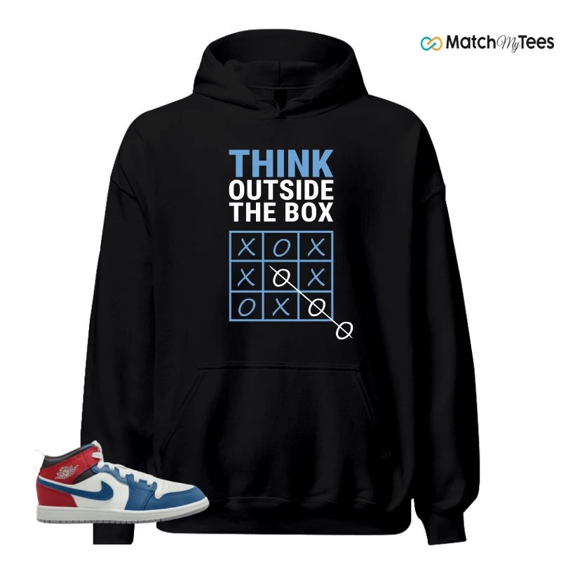 NIKE JORDAN 1 MID TRUE BLUE VARSITY RED (PS) SNEAKER Matching Tees hoodie