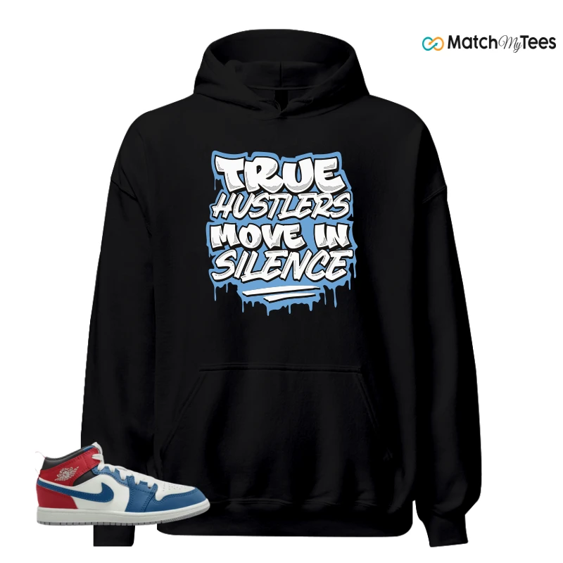 NIKE JORDAN 1 MID TRUE BLUE VARSITY RED (PS) SNEAKER Matching Tees hoodie