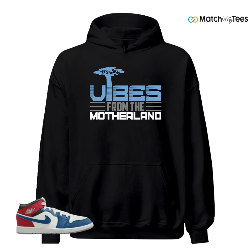 NIKE JORDAN 1 MID TRUE BLUE VARSITY RED (PS) SNEAKER Matching Tees hoodie