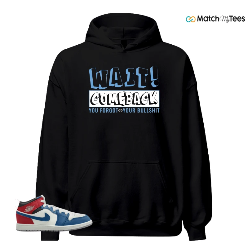 NIKE JORDAN 1 MID TRUE BLUE VARSITY RED (PS) SNEAKER Matching Tees hoodie