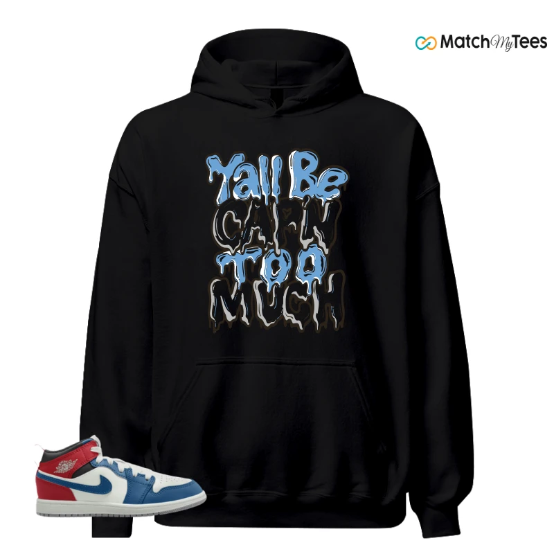 NIKE JORDAN 1 MID TRUE BLUE VARSITY RED (PS) SNEAKER Matching Tees hoodie