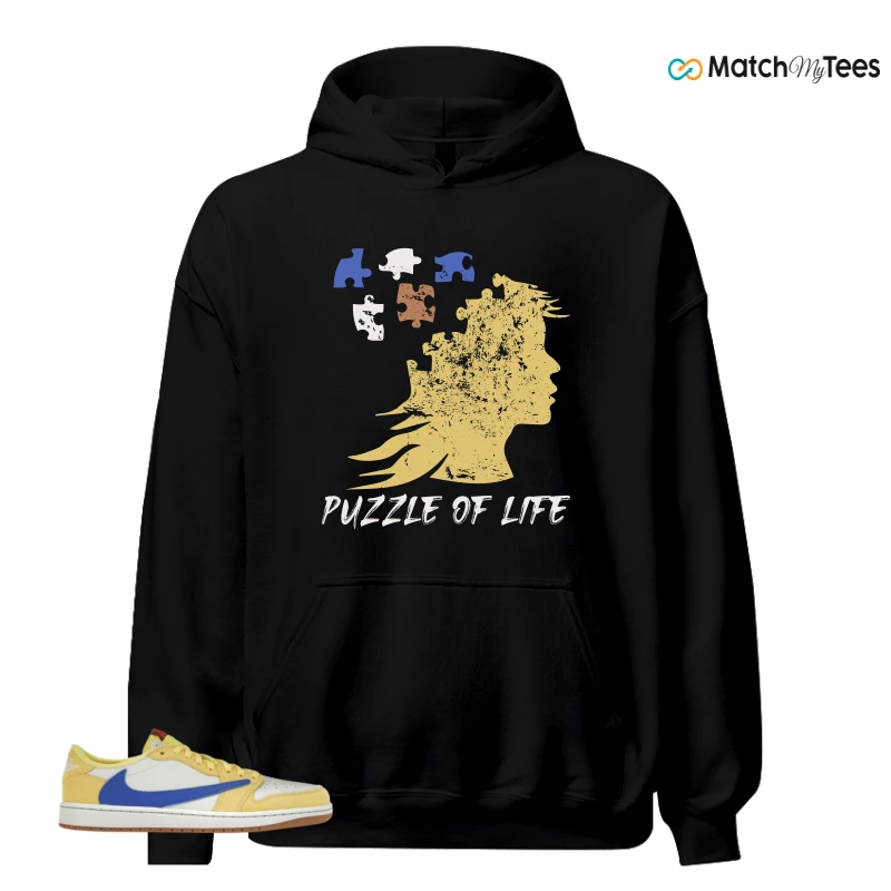 NIKE JORDAN 1 RETRO LOW OG SP TRAVIS SCOTT CANARY (WOMEN'S) SNEAKER/CANARY/RACER BLUE/LIGHT SILVER/GUM MEDIUM BROWN matching Hoodie