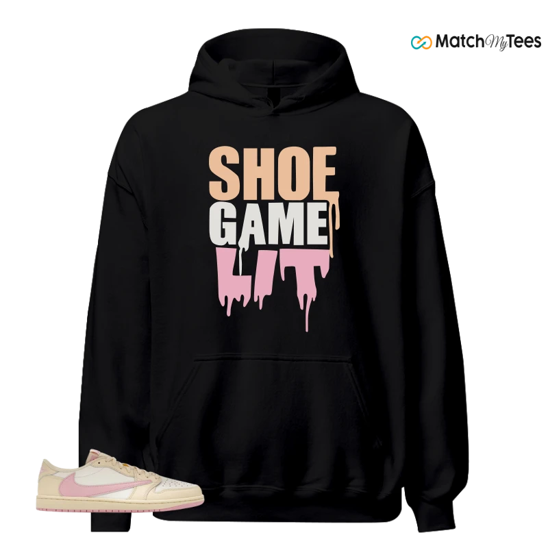 NIKE JORDAN 1 RETRO LOW OG SP TRAVIS SCOTT SHY PINK SNEAKER/MUSLIN/SHY PINK/SAIL/UNIVERSITY RED matching Hoodie