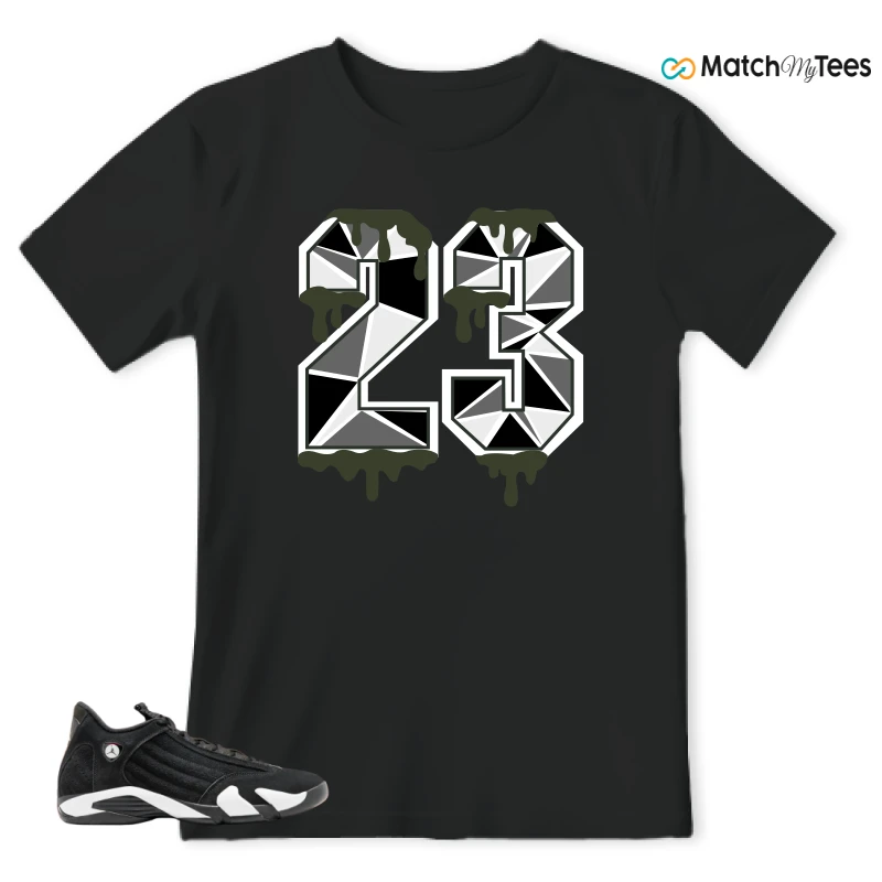 NIKE JORDAN 14 RETRO BLACK WHITE SNEAKER Matching Tees t-shirt