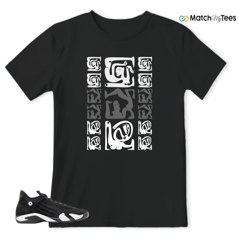 NIKE JORDAN 14 RETRO BLACK WHITE SNEAKER Matching Tees t-shirt