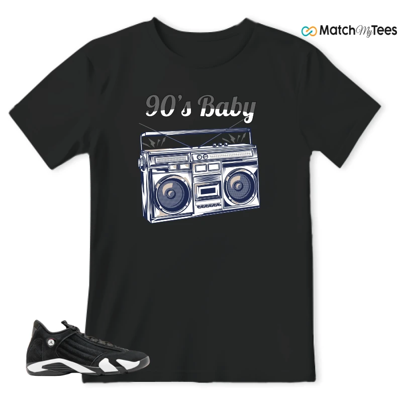 NIKE JORDAN 14 RETRO BLACK WHITE SNEAKER Matching Tees t-shirt