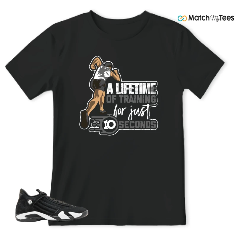 NIKE JORDAN 14 RETRO BLACK WHITE SNEAKER Matching Tees t-shirt