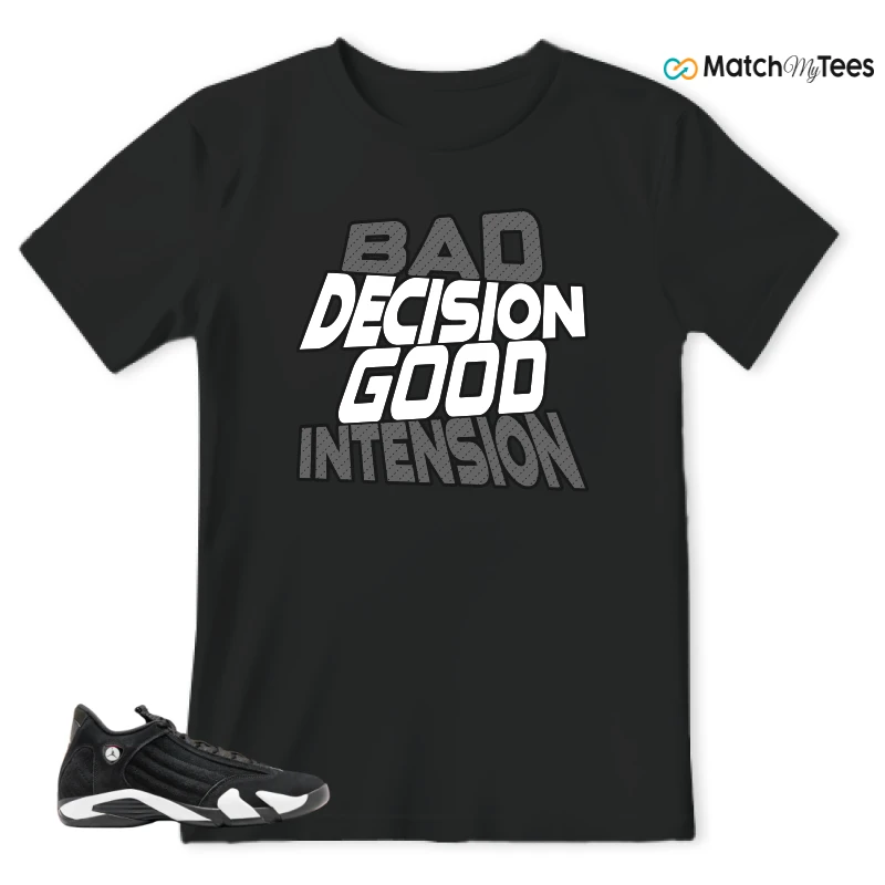 NIKE JORDAN 14 RETRO BLACK WHITE SNEAKER Matching Tees t-shirt