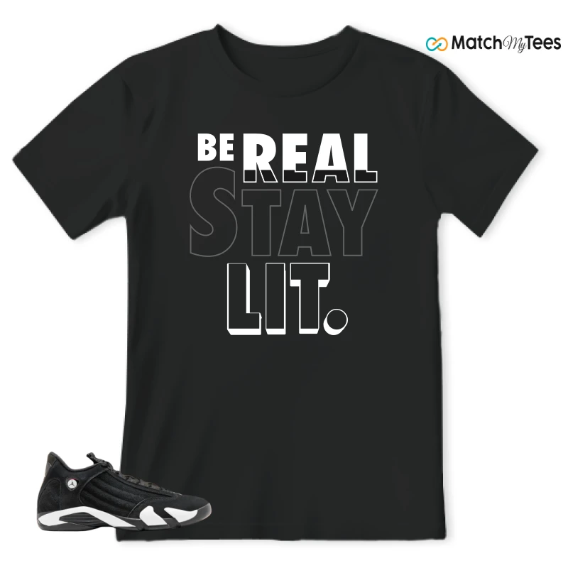 NIKE JORDAN 14 RETRO BLACK WHITE SNEAKER Matching Tees t-shirt