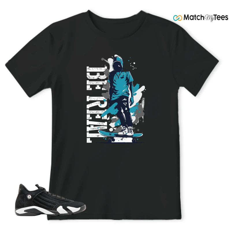 NIKE JORDAN 14 RETRO BLACK WHITE SNEAKER Matching Tees t-shirt