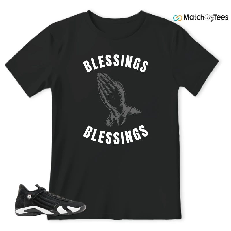 NIKE JORDAN 14 RETRO BLACK WHITE SNEAKER Matching Tees t-shirt