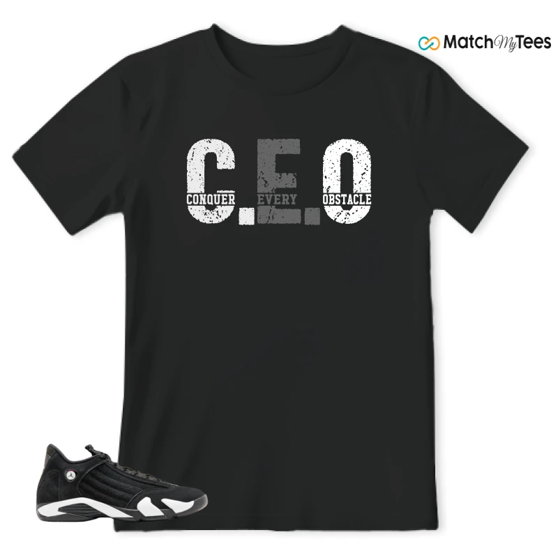 NIKE JORDAN 14 RETRO BLACK WHITE SNEAKER Matching Tees t-shirt