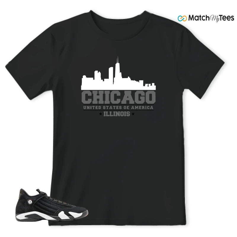 NIKE JORDAN 14 RETRO BLACK WHITE SNEAKER Matching Tees t-shirt