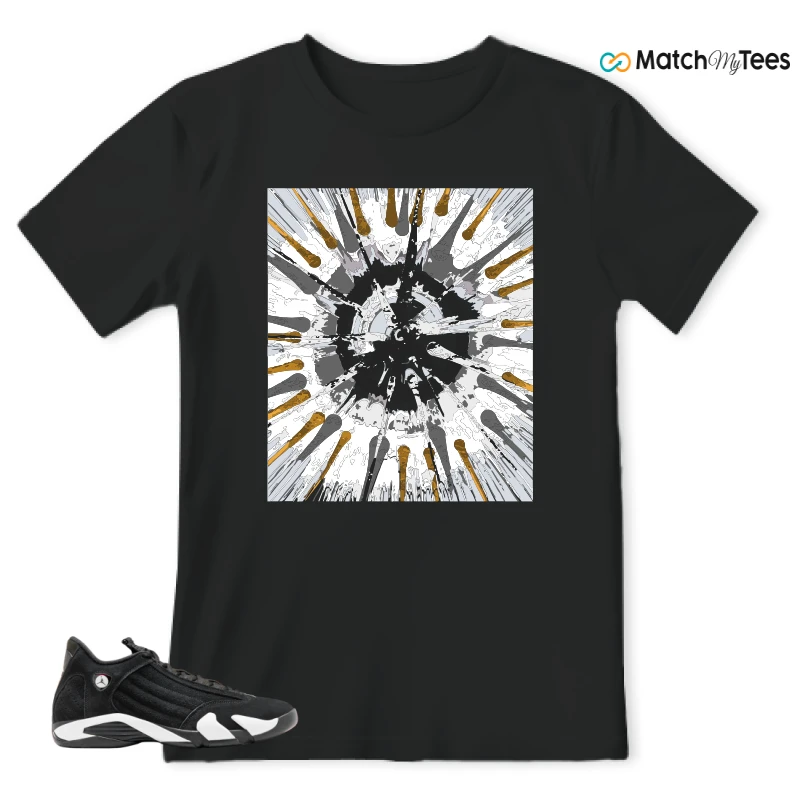 NIKE JORDAN 14 RETRO BLACK WHITE SNEAKER Matching Tees t-shirt