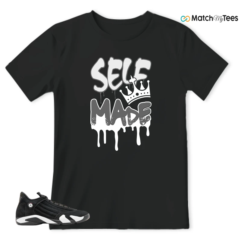 NIKE JORDAN 14 RETRO BLACK WHITE SNEAKER Matching Tees t-shirt