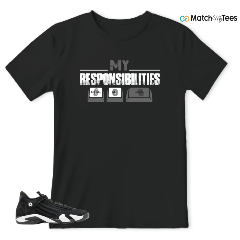 NIKE JORDAN 14 RETRO BLACK WHITE SNEAKER Matching Tees t-shirt