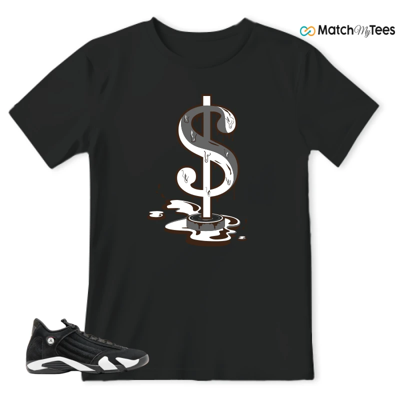 NIKE JORDAN 14 RETRO BLACK WHITE SNEAKER Matching Tees t-shirt