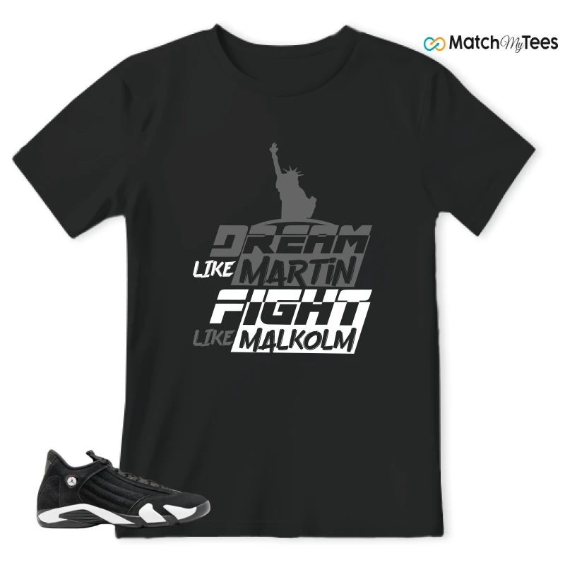 NIKE JORDAN 14 RETRO BLACK WHITE SNEAKER Matching Tees t-shirt