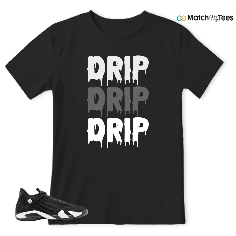 NIKE JORDAN 14 RETRO BLACK WHITE SNEAKER Matching Tees t-shirt