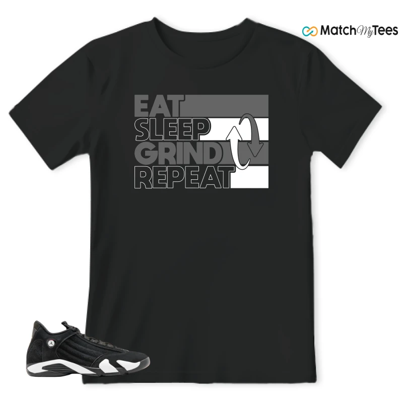 NIKE JORDAN 14 RETRO BLACK WHITE SNEAKER Matching Tees t-shirt