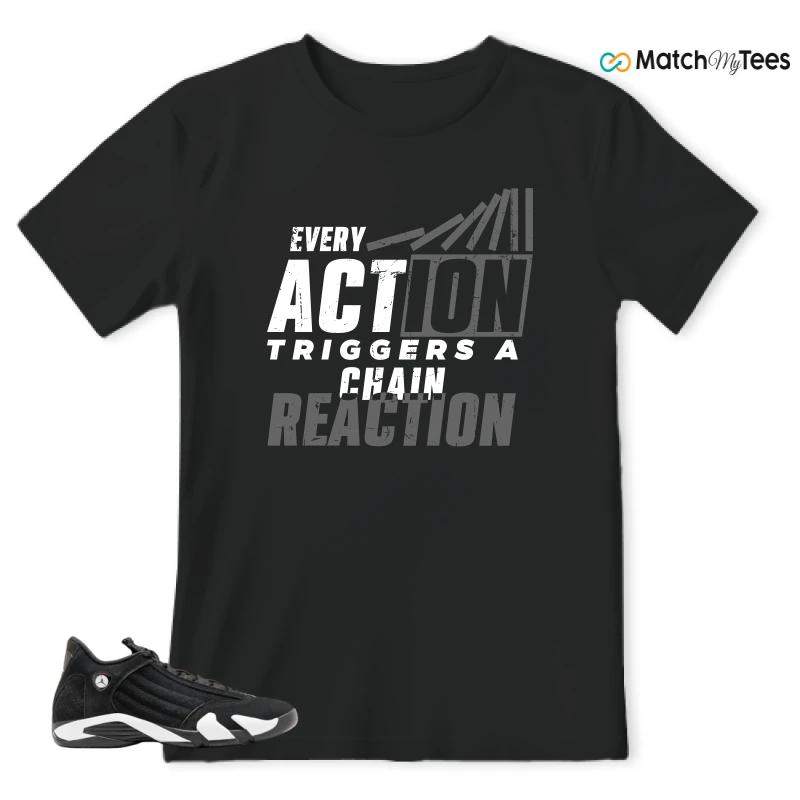 NIKE JORDAN 14 RETRO BLACK WHITE SNEAKER Matching Tees t-shirt