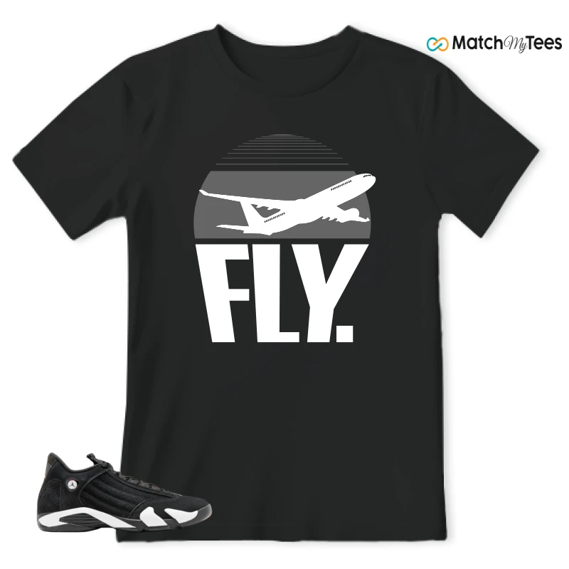 NIKE JORDAN 14 RETRO BLACK WHITE SNEAKER Matching Tees t-shirt