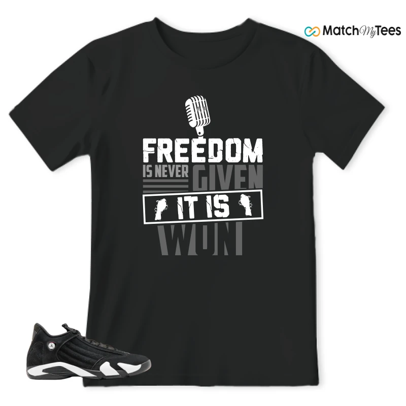 NIKE JORDAN 14 RETRO BLACK WHITE SNEAKER Matching Tees t-shirt