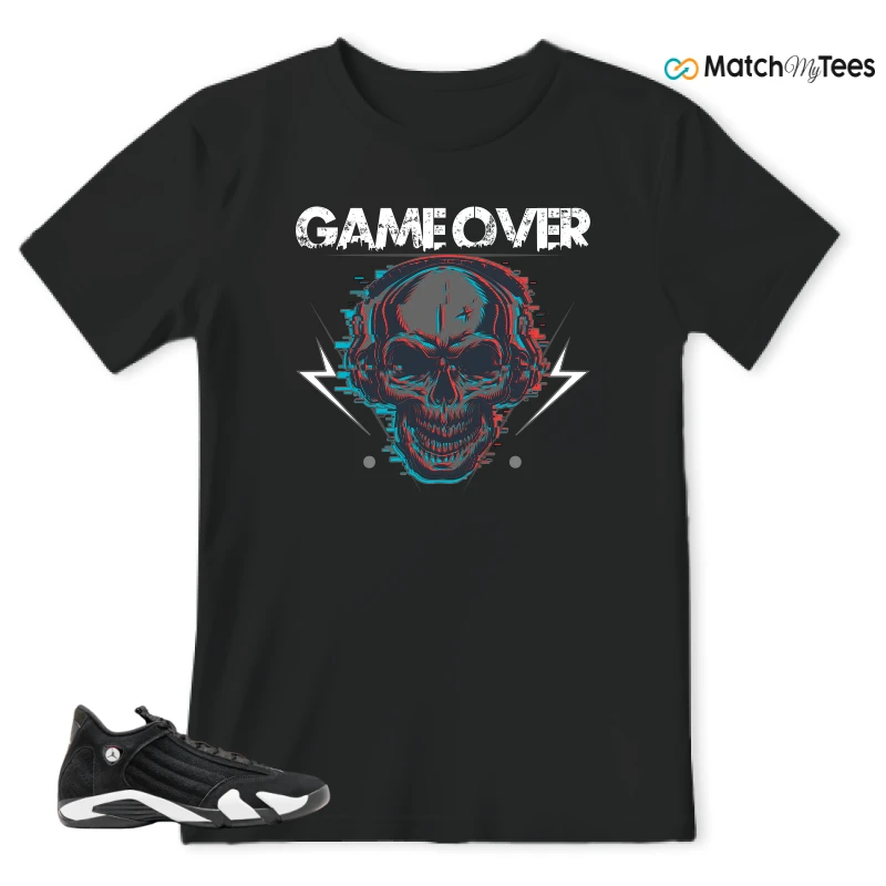 NIKE JORDAN 14 RETRO BLACK WHITE SNEAKER Matching Tees t-shirt
