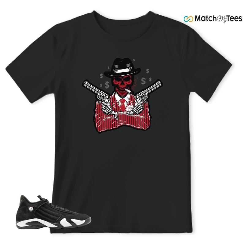 NIKE JORDAN 14 RETRO BLACK WHITE SNEAKER Matching Tees t-shirt
