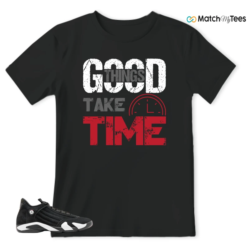 NIKE JORDAN 14 RETRO BLACK WHITE SNEAKER Matching Tees t-shirt