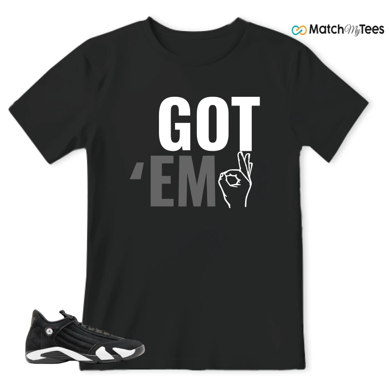 NIKE JORDAN 14 RETRO BLACK WHITE SNEAKER Matching Tees t-shirt