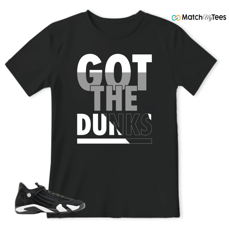 NIKE JORDAN 14 RETRO BLACK WHITE SNEAKER Matching Tees t-shirt
