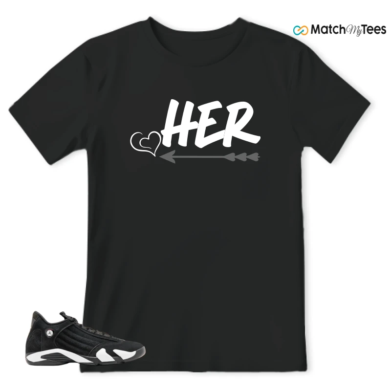 NIKE JORDAN 14 RETRO BLACK WHITE SNEAKER Matching Tees t-shirt