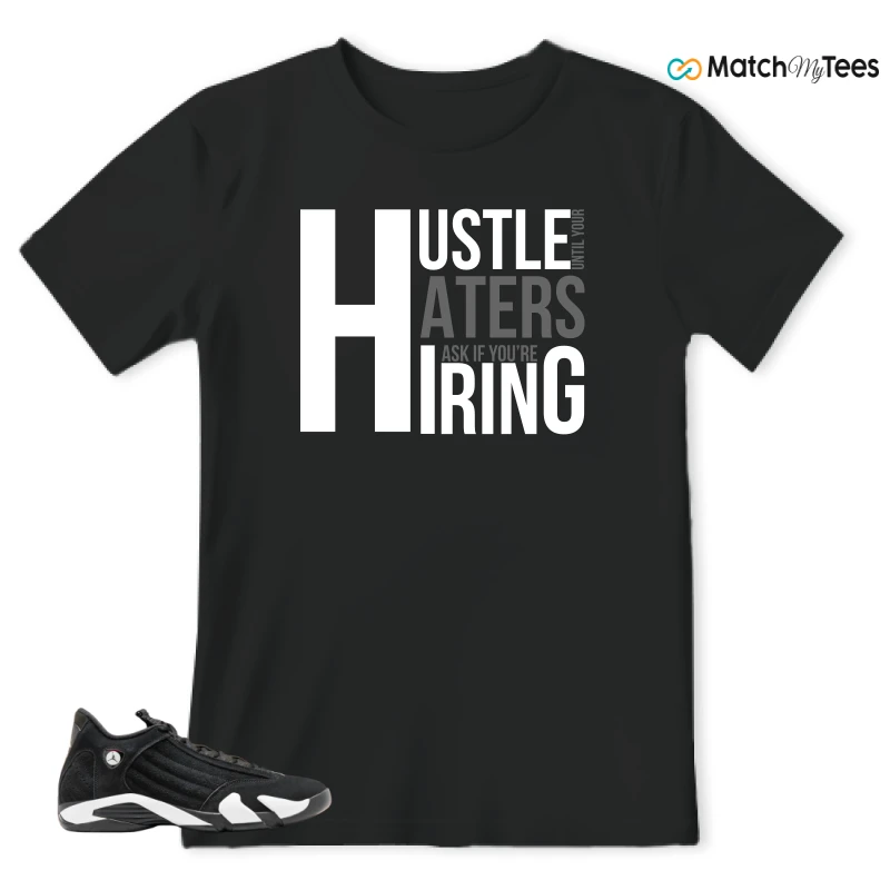 NIKE JORDAN 14 RETRO BLACK WHITE SNEAKER Matching Tees t-shirt