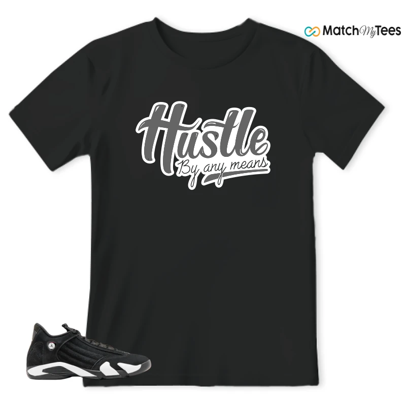 NIKE JORDAN 14 RETRO BLACK WHITE SNEAKER Matching Tees t-shirt