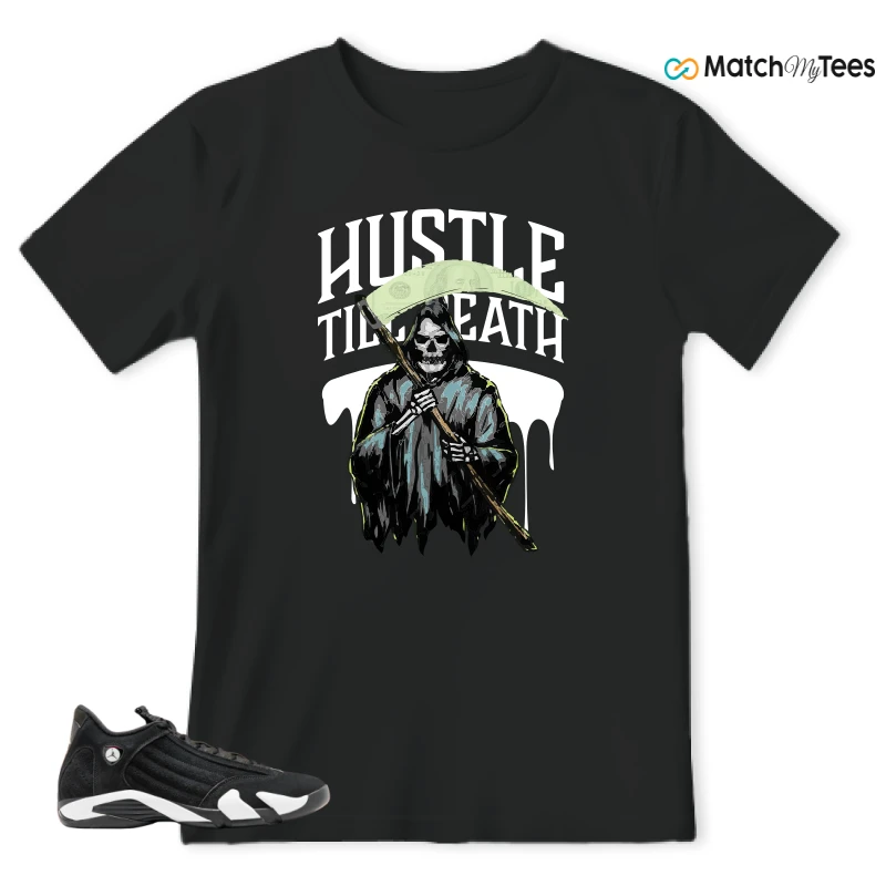 NIKE JORDAN 14 RETRO BLACK WHITE SNEAKER Matching Tees t-shirt