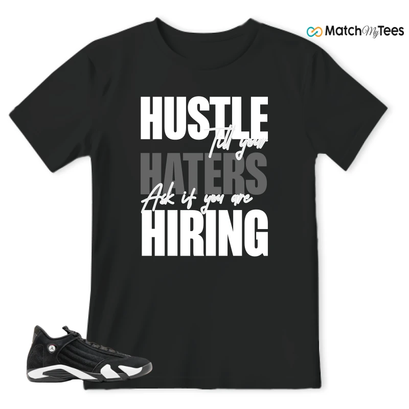 NIKE JORDAN 14 RETRO BLACK WHITE SNEAKER Matching Tees t-shirt