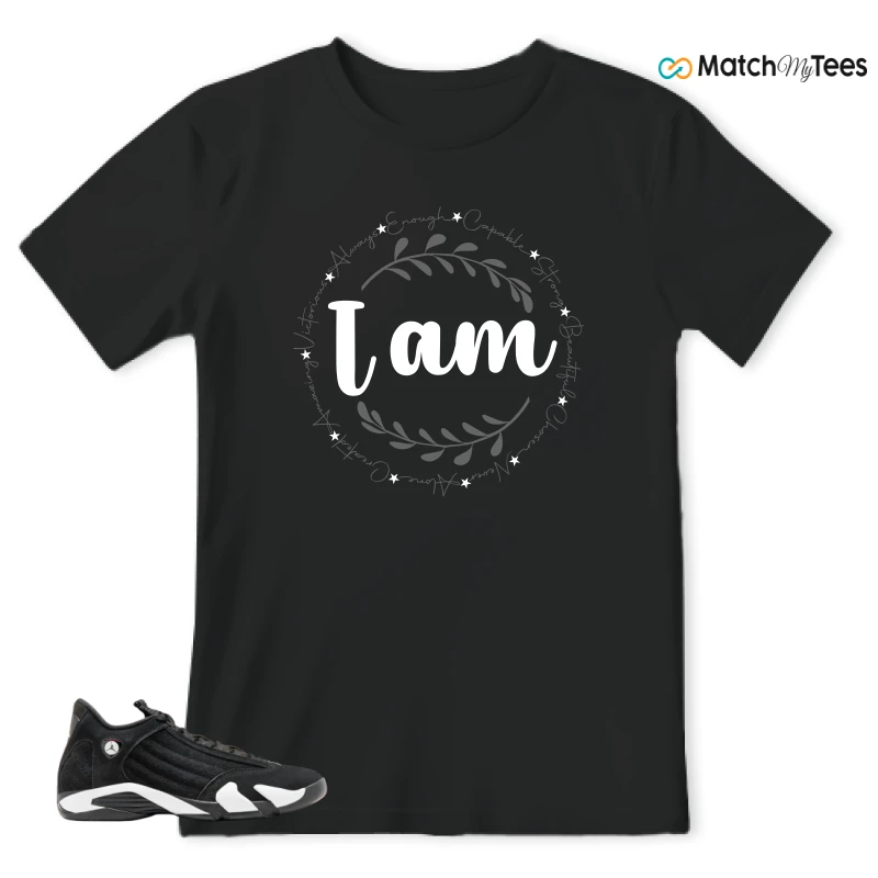 NIKE JORDAN 14 RETRO BLACK WHITE SNEAKER Matching Tees t-shirt