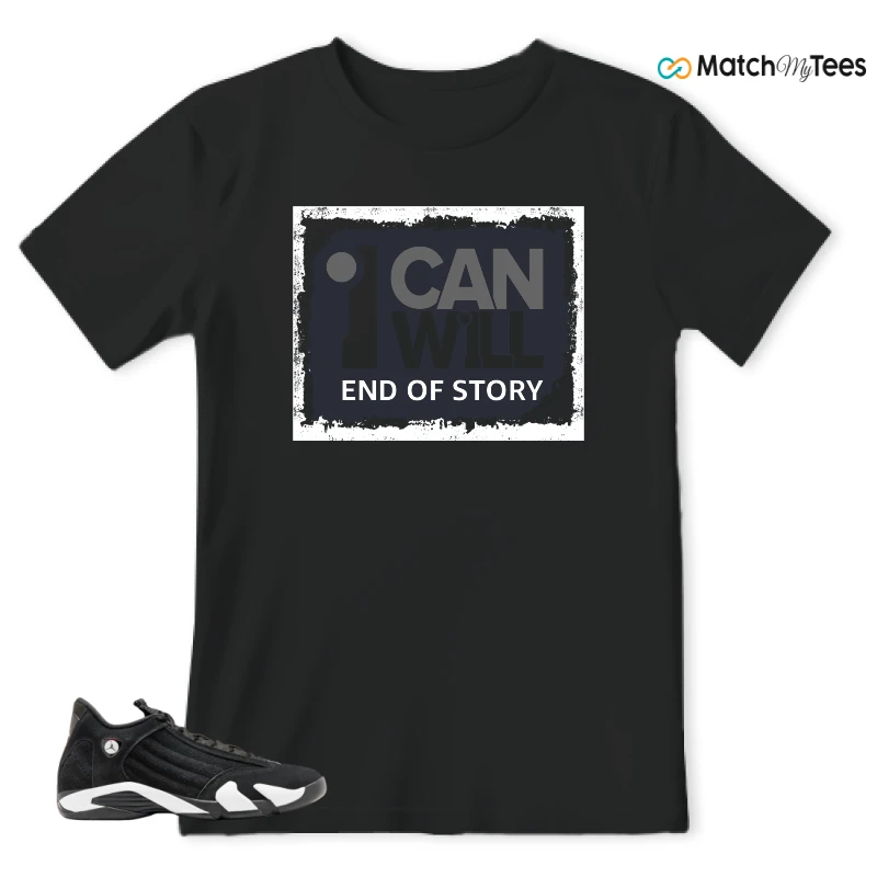 NIKE JORDAN 14 RETRO BLACK WHITE SNEAKER Matching Tees t-shirt